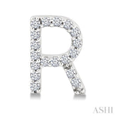 1/10 Ctw Initial 'R' Single Cut Diamond Earrings in 10K White Gold